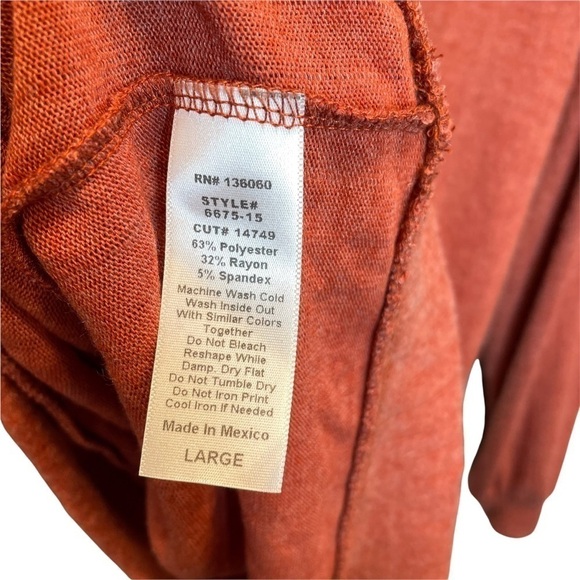 PST by Project Social T V-Neck Knit Sweater Ribbed Heather Chili Large New NWT - Picture 7 of 8